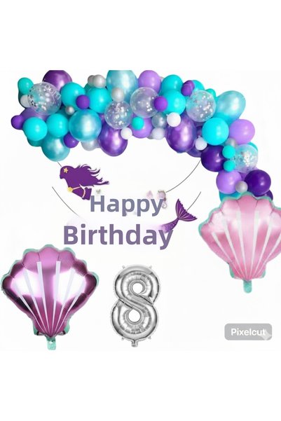Mehca Mermaid 8-Year-Old Birthday Party Concept with Mussel Foil