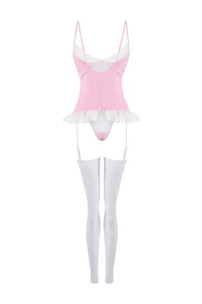 Trendyol Collection Set de lenjerie intimă roz din 3 piese, fără chiloți, cu ...