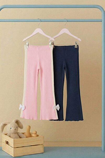 TRENDYOLKIDS Colanți tricotați uni pentru fete, 2 piese, albastru-mov TKDSS26...