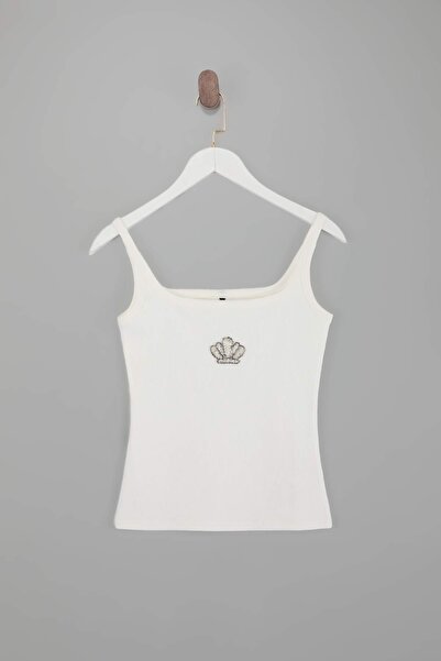 Trendyol Collection Λευκό εφαρμοστό/στενό τετράγωνο λαιμόκοψη με χοντρό λουρά...