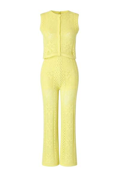 Trendyol Collection Yellow Knitwear Long 100% Cotton Beach Vest Pants Set Tbe...