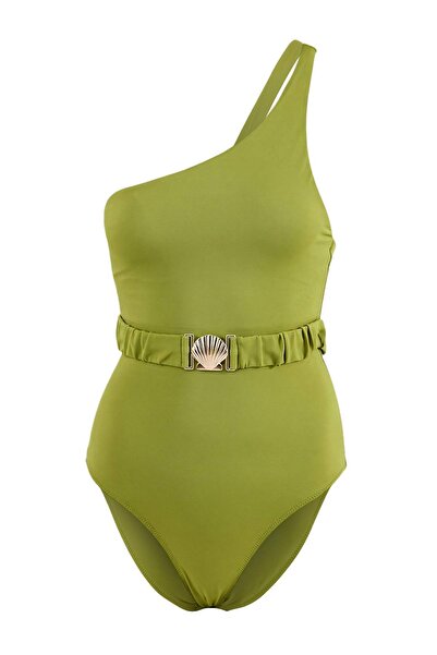 Trendyol Collection Μαγιό με έναν ώμο και πράσινα αξεσουάρ TBESS24MA00105