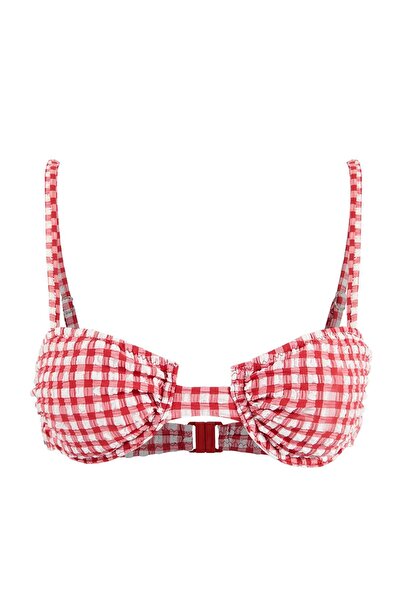 Trendyol Collection Червен текстуриран балконен покрит бикини сутиен TBESS22B...