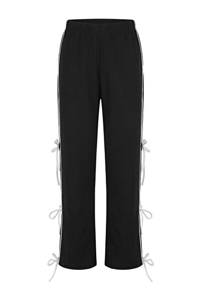 Trendyol Collection Black Diver/ Scuba Knitted Sports Sweatpants with Fabric ...