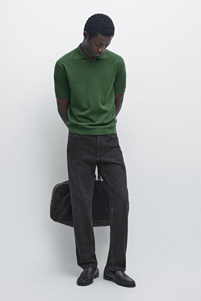 Massimo Dutti Pamuk karışımlı triko polo yaka kazak