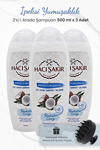Hacı Şakir شامبو جوز الهند الأسود - 2 عبوة 500 مل، فرشاة في 1