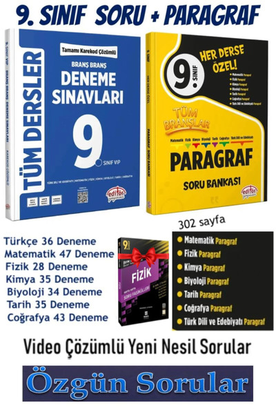 Editör Yayınevi 2026 Editör Yayınları 9. Sınıf Tüm Dersler Deneme Sınavları+9...