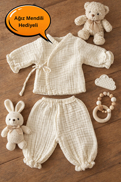 Heianmono Kids 4 Layer Muslin Newborn Top and Bottom Set