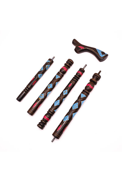 unbranded عصا مشي من خشب الأبنوس (أبانوس) بطول 98 سم، مرصعة بحجر الفيروز والي...