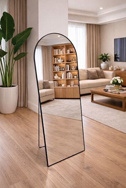 CLNK LÜX Black Kaplama Ayaklı Ayna Metal Çerçeveli 180x60 Hafif Tasarım Kırıl...