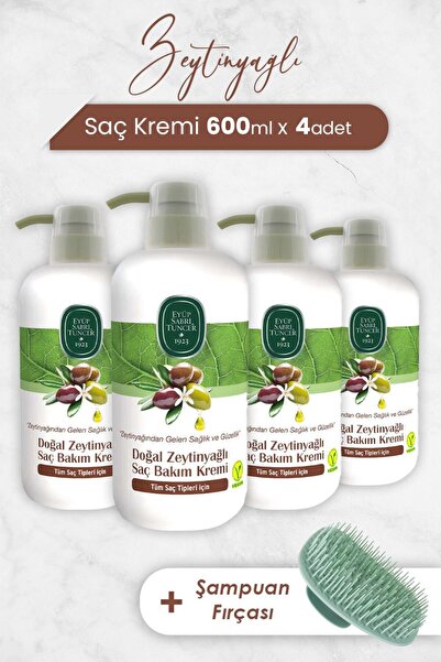 Eyüp Sabri Tuncer Olive Oil Conditioner 600 ml X 4 Pieces and Shampoo Brush