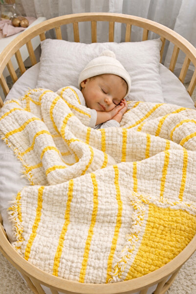 Yada Baby %100 Pamuklu 8 Katlı Multi Müslin Bebek Çocuk Battaniyesi – XL (120...