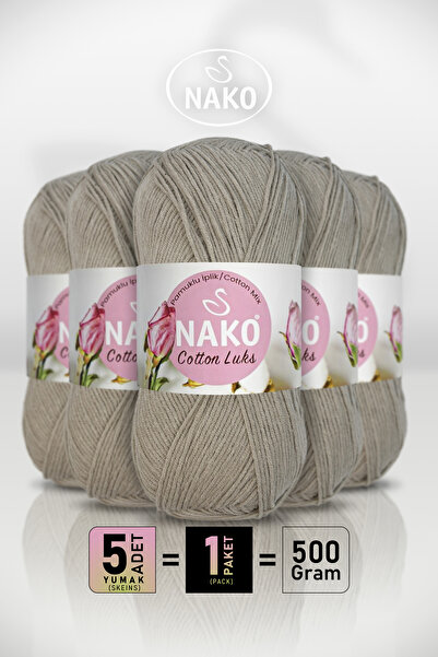 NAKO Cotton Lüx - 97546 Stone - 5-Pack - 100Gr/330M - Cotton Cardigan Vest Am...