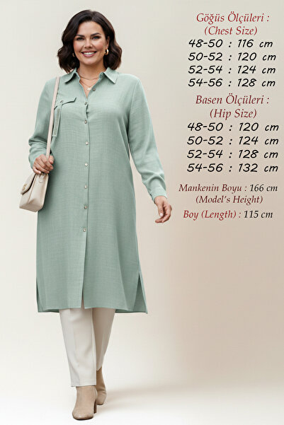 Laden قميص تونيك نسائي من الكتان للربيع والصيف مقاس كبير