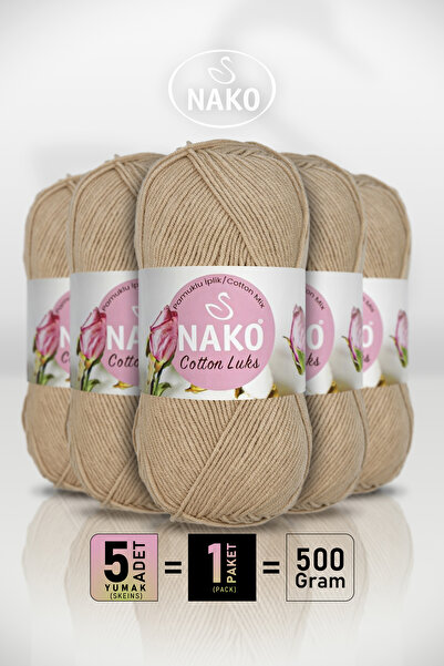 NAKO Cotton Lüx - 97582 Camel Hair - 5-Pack - 100Gr/330M - Cotton Cardigan Ve...