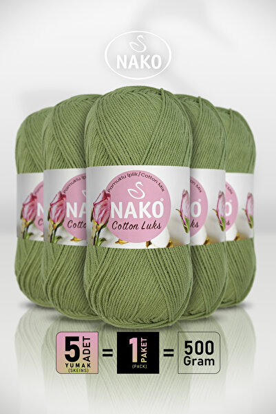NAKO Cotton Lüks - 97588 Хна зелений - 5-пакет - 100 г/330 м - Бавовняна кофт...