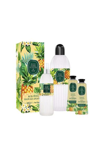 Eyüp Sabri Tuncer Hawaii Ananas Kolonya 400 ml, 150 ml ve 2 Adet El ve Vücut ...