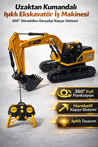 YILDIRIM OYUNCAK Uzaktan Kumandalı Full Fonksiyon Şarjlı Işıklı Kepçe 360 Der...