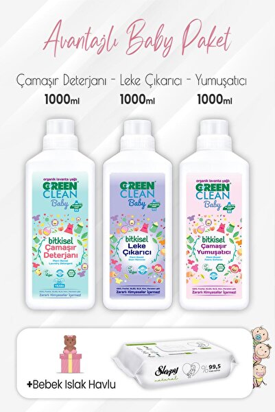 Green Clean Baby Deterjan, Yumuşatıcı, Leke Çıkarıcı 1 lt ve Yenidoğan Bebek ...