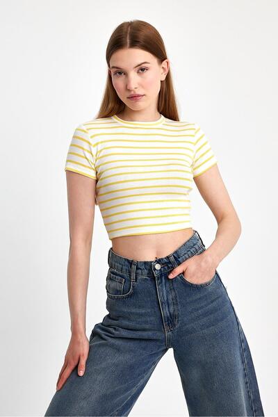 PEPPER MİNT LONDON Çizgili Crop