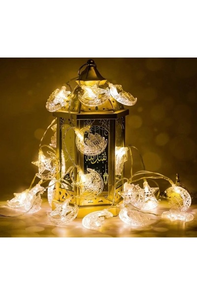 CNS GRUP Ramazan Ay Yıldızlı LED Işık Zinciri – Dekoratif Hilal & Cami Figürl...