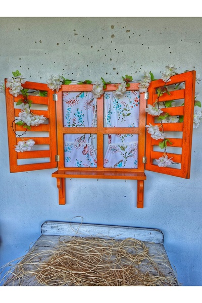 Home Otantik,eskitmeli ahşap panjurlu pencere,turuncu dekor,balkon bahçe için...
