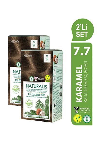 NEVA NATURALIS Amonyaksız 2'Lİ SET 7.7 KARAMEL Kalıcı Krem Saç Boyası Seti (V...