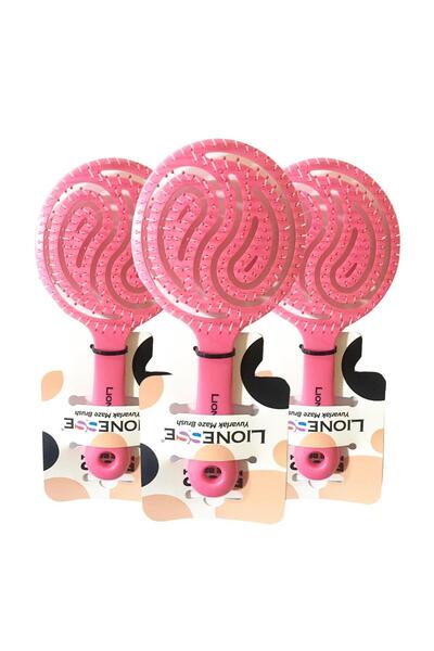 Tarko Lionesse четка за коса, кръгла, розова, 3 бр.