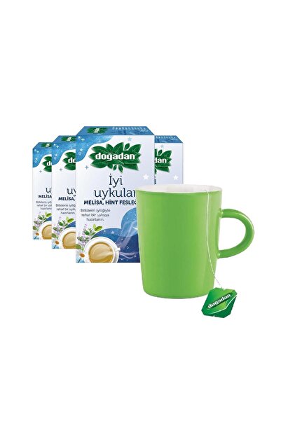 Doğadan İyi Uykular Çayı Melisa ve Hint Fesleğeni x 4, Yeşil Kupa Hediyeli