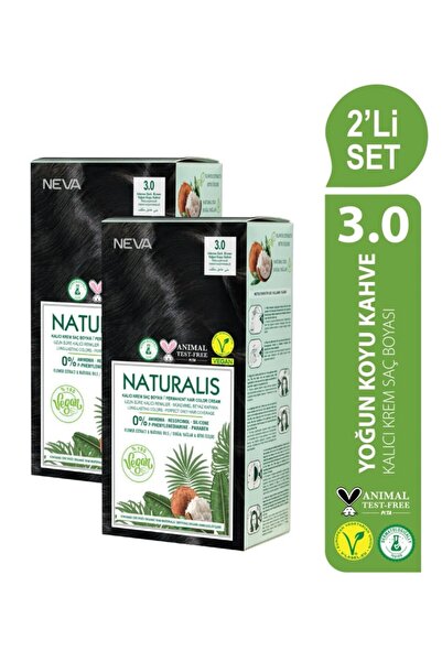 NEVA NATURALIS Amonyaksız 2'Lİ SET 3.0 YOĞUN KOYU KAHVE Kalıcı Krem Saç Boyas...