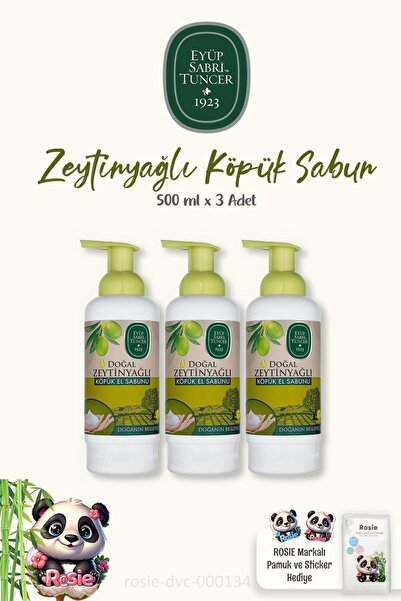 Eyüp Sabri Tuncer Doğal Zeytinyağlı Köpük El Sabunu 500 ml ve Doğal ROSIE Pamuk