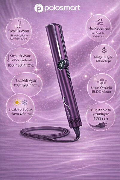 Polosmart Mürdüm Color Hava Üflemeli Saç Şekillendirici