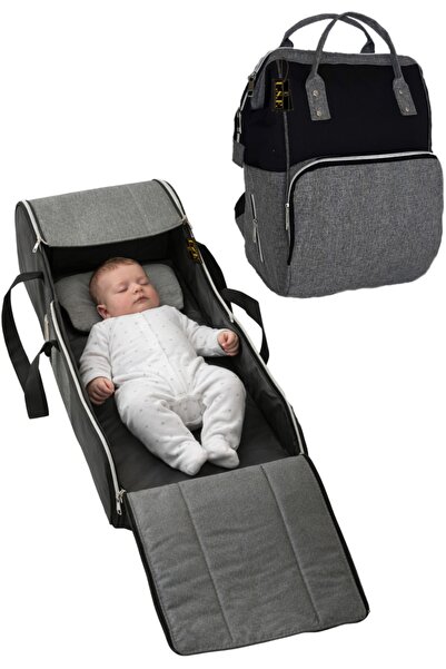 USF حقيبة العناية بالطفل باللون الرمادي والأسود + عربة أطفال محمولة مكونة من ...