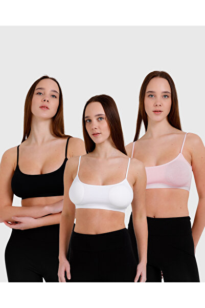 giysem قميص داخلي نسائي ملون مكون من 3 قطع مع حزام حبل ووسادة نصف