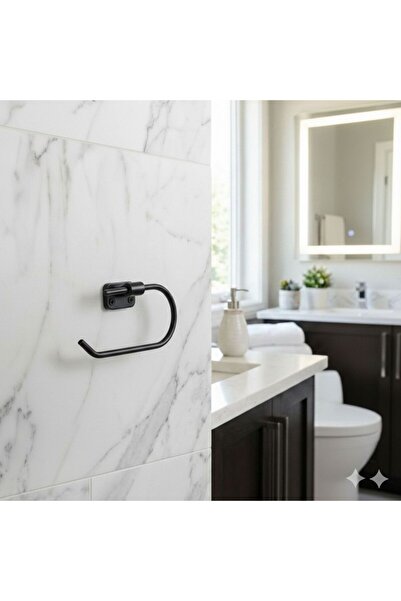 Aktel Banyo حامل مناديل حمام أسود مفتوح من سلسلة Mini Series