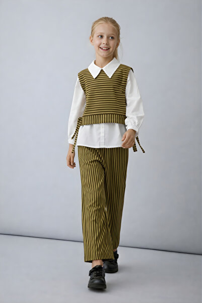 FESSHERA KİDS Детски комплект от блуза и панталони с якичка и жилетка в стил ...