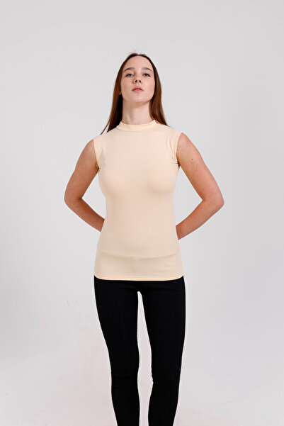 giysem Women's Zero Sleeve High Neck Body Economic and Affordable Skin Color