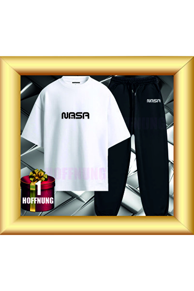 HOFFNUNG Unisex Casual Short Sleeve Set with Nasa Print Outdoor Spring/Summer...