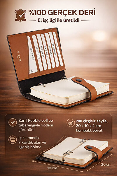 Dfonce Assistant Hakiki Deri Ajanda Coffee Taba Matto