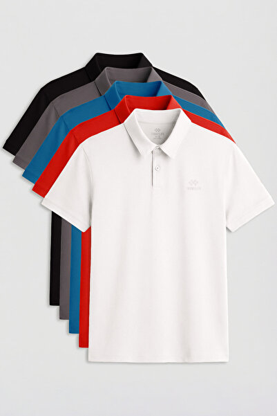 TOMMY LIFE Standard Fit Basic Polo Collar 5-Pack Men's T-Shirt - 87748