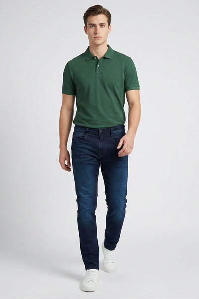 Replay Men Slim Fit Washed Stretchable Denim jeans, Dark Blue