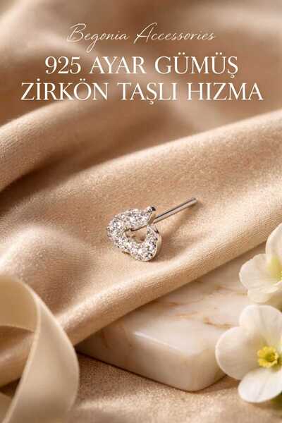 Begonia Accessories 925 Ayar Gümüş  Zirkon Taşlı Boş Kalp Hızma