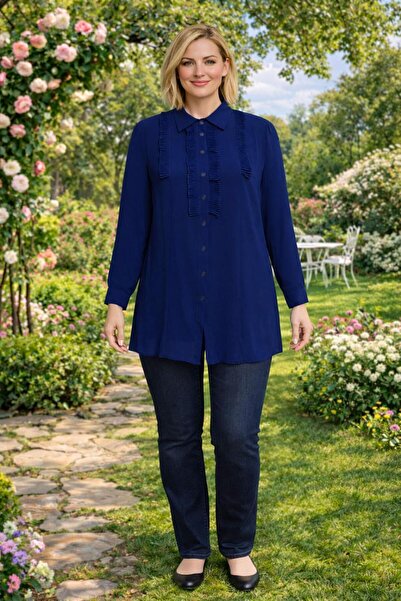 Alvina تونيك بتفاصيل طيات مقاس كبير 20401