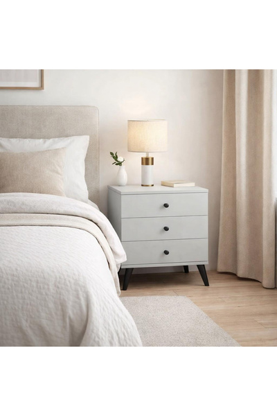 Dienni Simple Komodin 3 Çekmeceli 60x44x64 BEYAZ