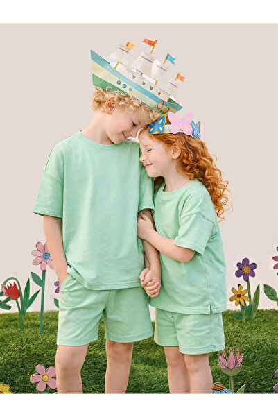MSHB&G Mint Oversize T-Shirt Shorts Set Kids Unisex 100% Cotton