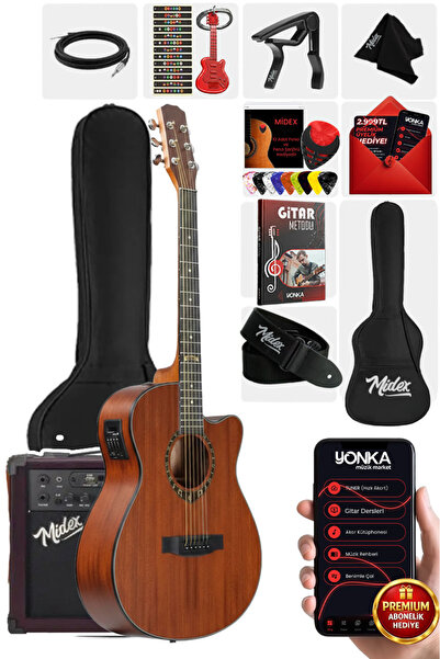 Midex PHX PRO-AMP Amfili Yüksek Kaliteli Masif Elektro Akustik Gitar Seti