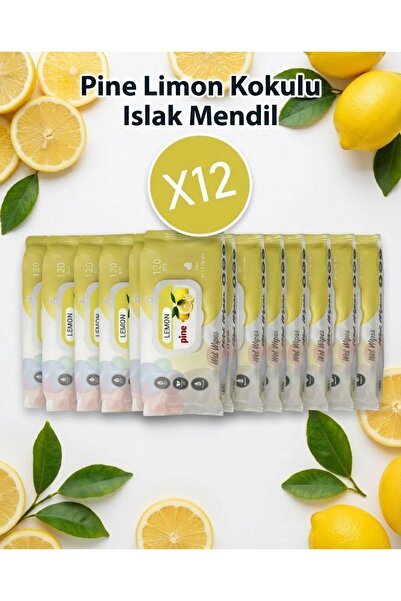 Pine PİNE Limon Kokulu Islak Mendil 120X12 PAKET (1.440 Yaprak)