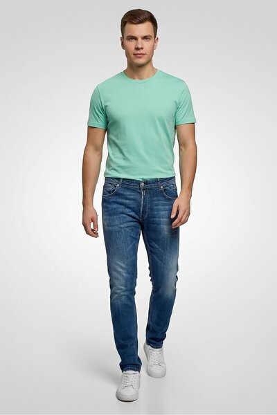 Replay Men Slim Fit Washed Stretchable Jeans, Medium Blue