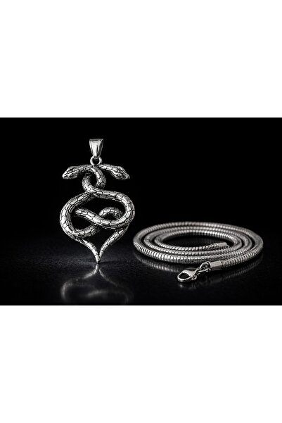 voyageaccessory Double Headed Design Men's Stainless Steel Snake Necklace + 4...