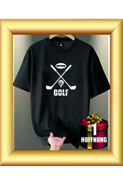 HOFFNUNG Unisex Short Sleeve Round Neck Golf Printed Solid Color t Shirt